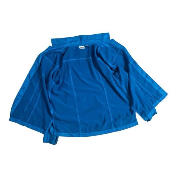 Chico’s Women Dark Turquoise Jacket Size 2(M) Chest-Pockets Button-Up Blue Suede - Picture 3 of 13